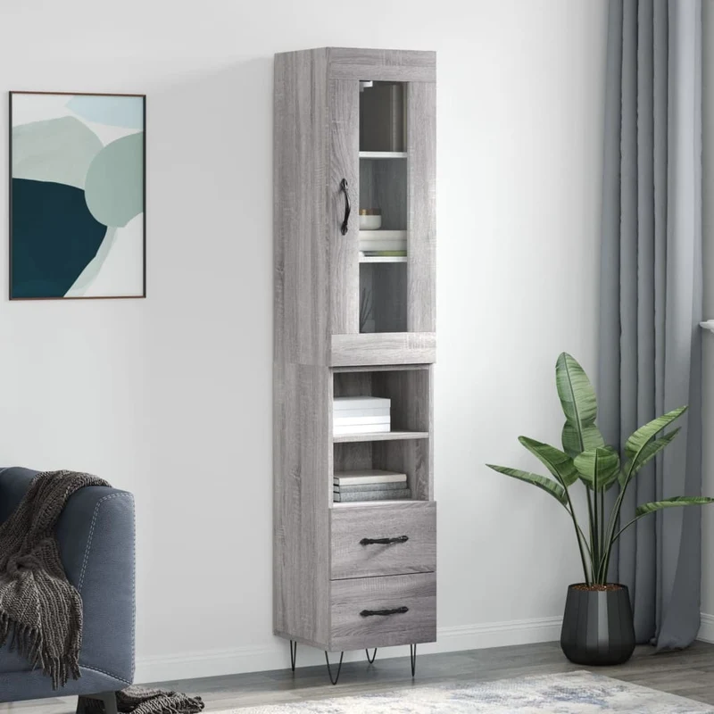 Kaappi harmaa Sonoma 34,5x34x180 cm tekninen puu