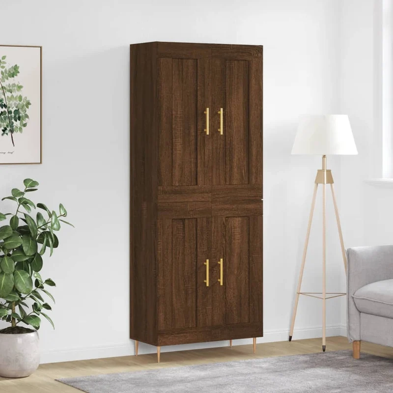Kaappi ruskea tammi 69,5x34x180 cm tekninen puu