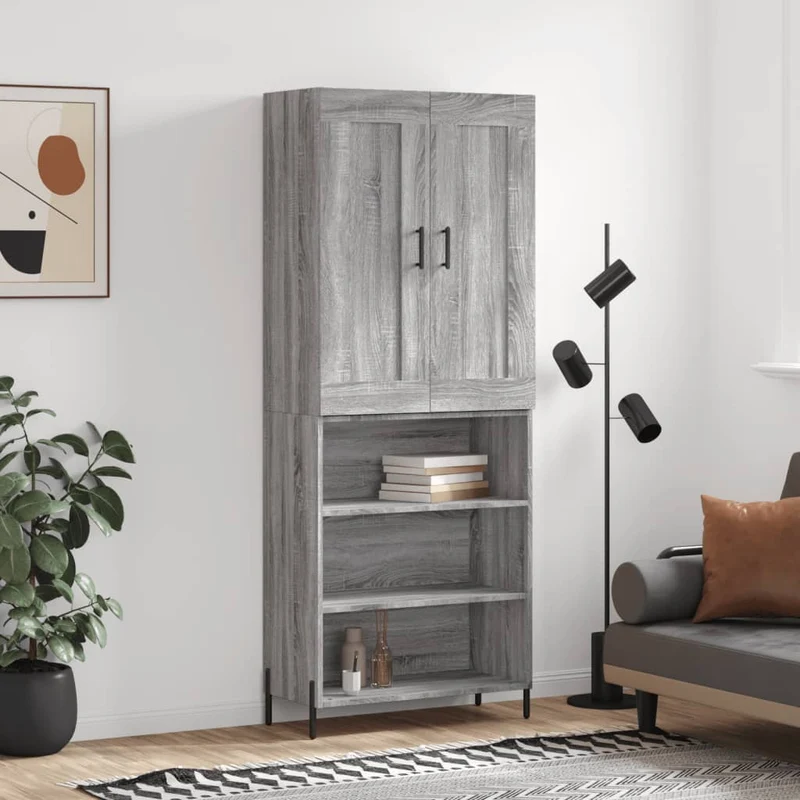 Kaappi harmaa Sonoma 69,5x34x180 cm tekninen puu
