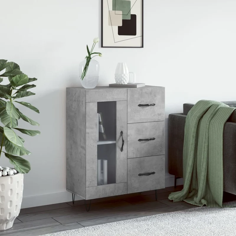 Senkki betoninharmaa 69,5x34x90 cm tekninen puu