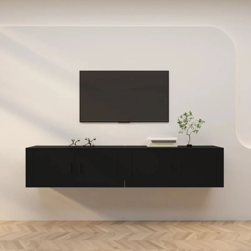 Seinäkiinnitettävät TV-kaapit 2 kpl musta 100x34,5x40 cm