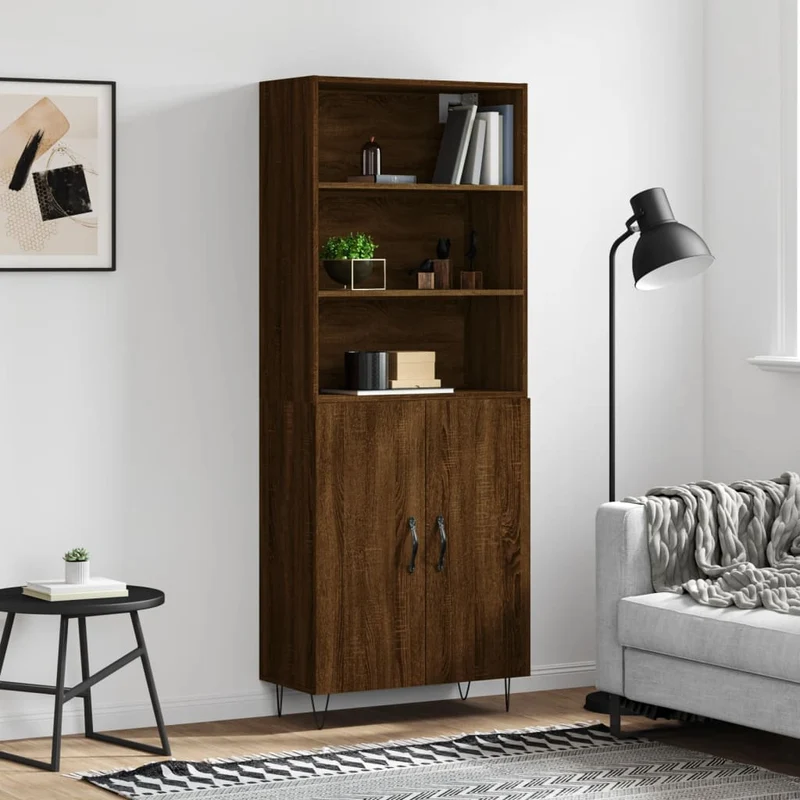 Kaappi ruskea tammi 69,5x34x180 cm tekninen puu