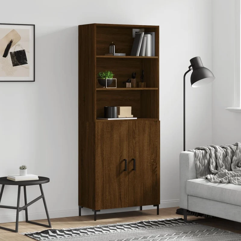 Kaappi ruskea tammi 69,5x34x180 cm tekninen puu