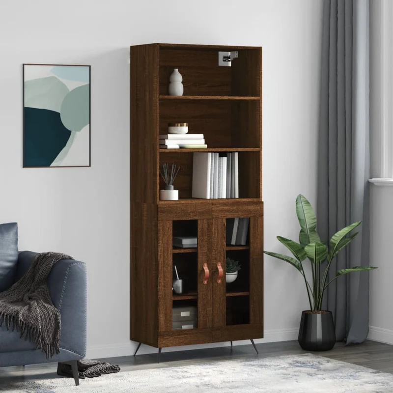 Kaappi ruskea tammi 69,5x34x180 cm tekninen puu
