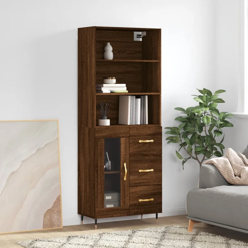 Kaappi ruskea tammi 69,5x34x180 cm tekninen puu