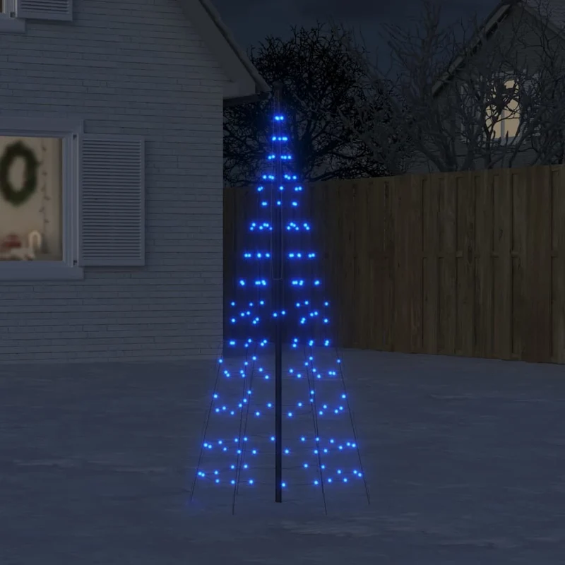 LED kerstboom vlaggenmast 180 cm blauw