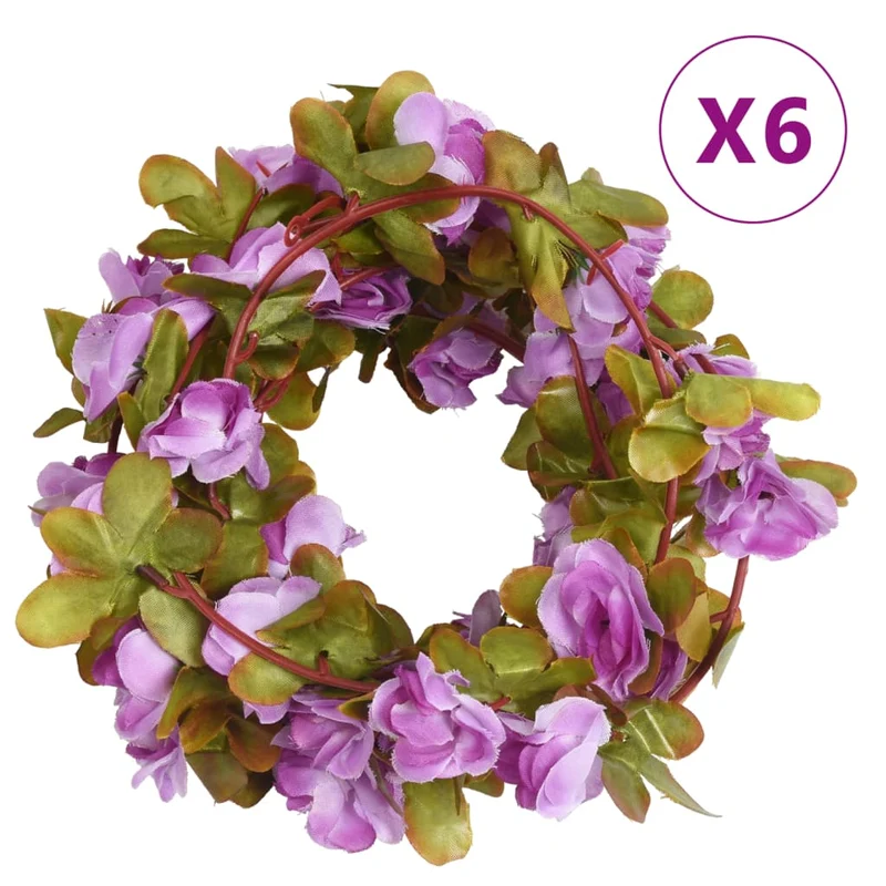 kukkaseppeleet 6 kpl vaalea violetti 250 cm