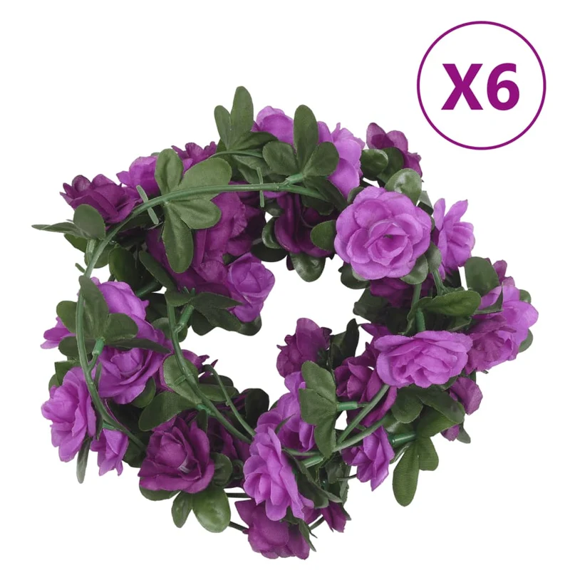 kukkaseppeleet 6 kpl vaalea violetti 240 cm