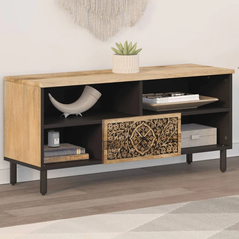 TV-taso 100x33x46 cm täysi mangopuu