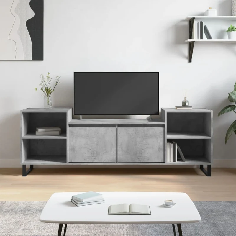 TV-taso betoninharmaa 160x35x55 cm tekninen puu