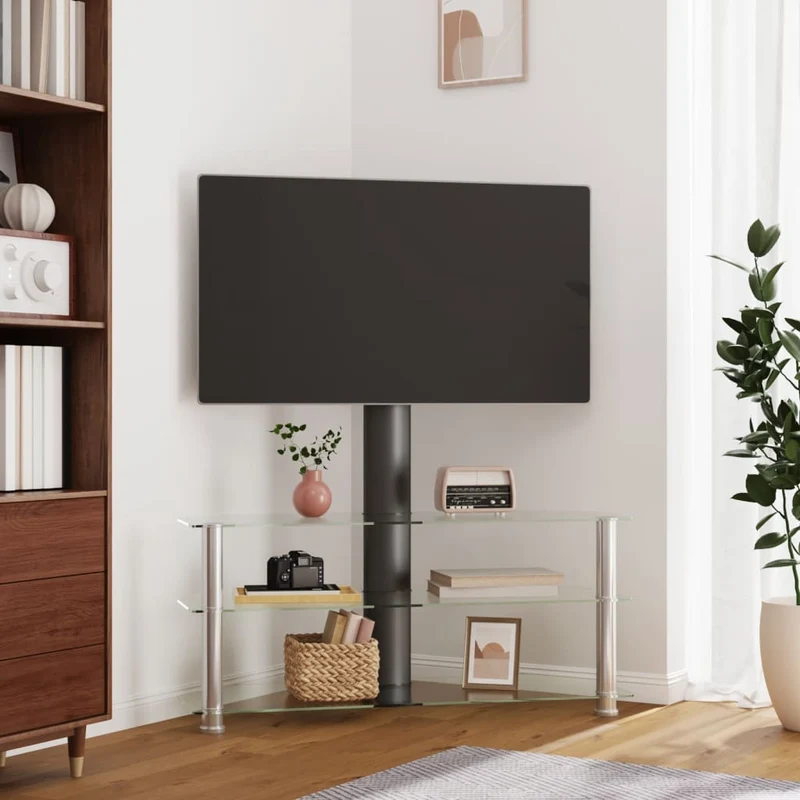 TV-taso kulmaan 3 tasoa 32-70" tv:lle musta ja hopea