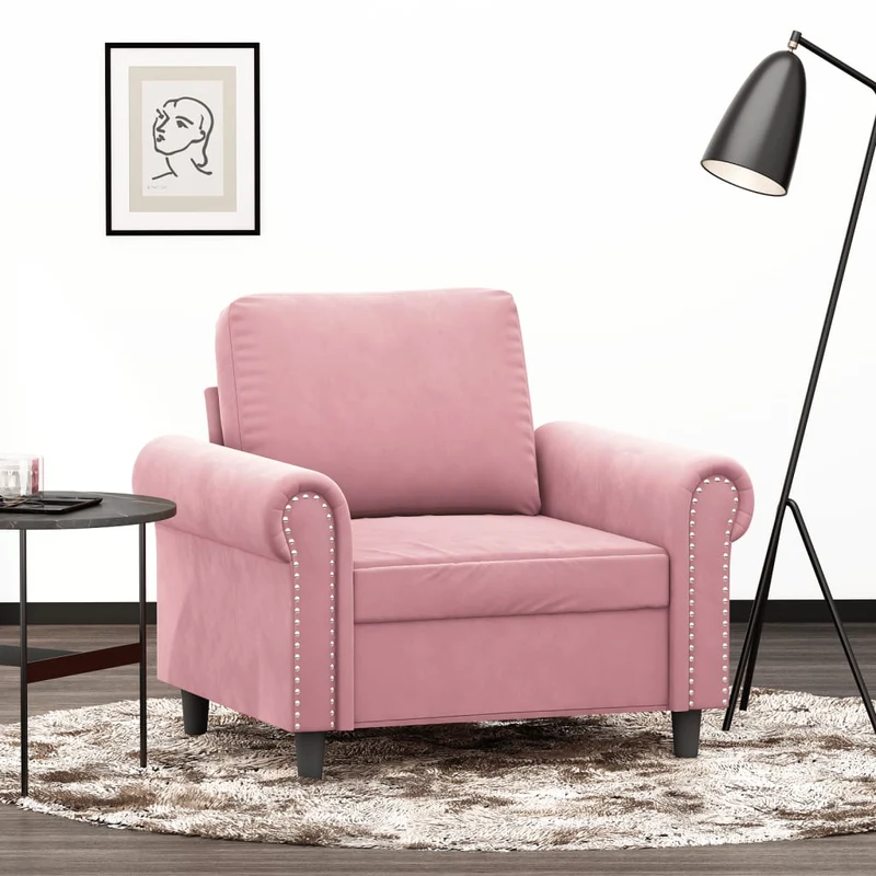 Fauteuil 60 cm fluweel roze