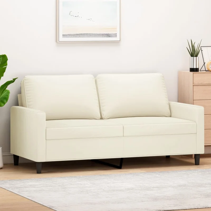 Tweezitsbank 140 cm fluweel crème