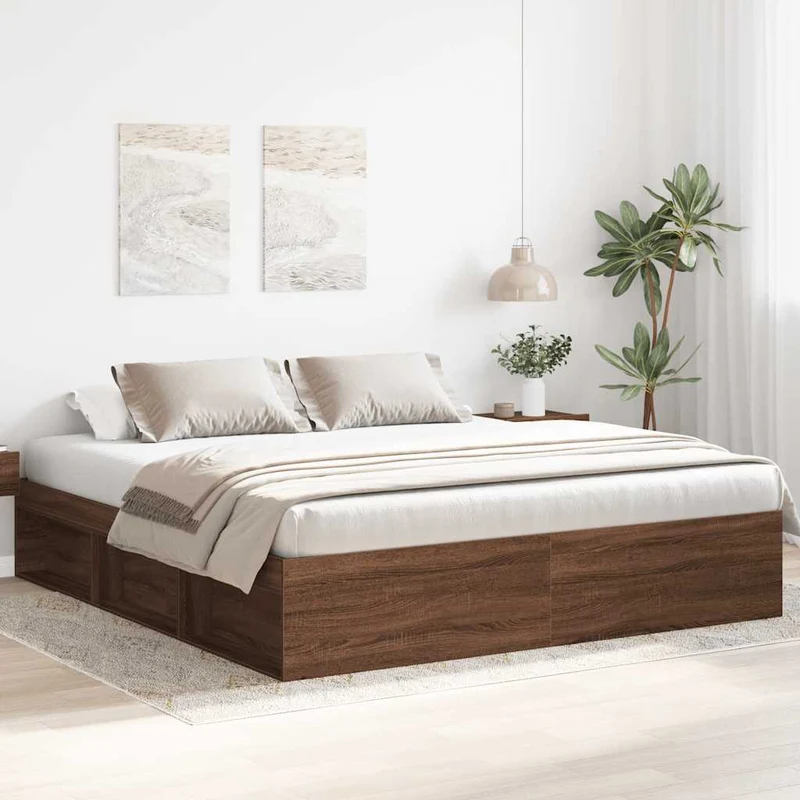 Sängynrunko ruskea tammi 180x200 cm Super King Size