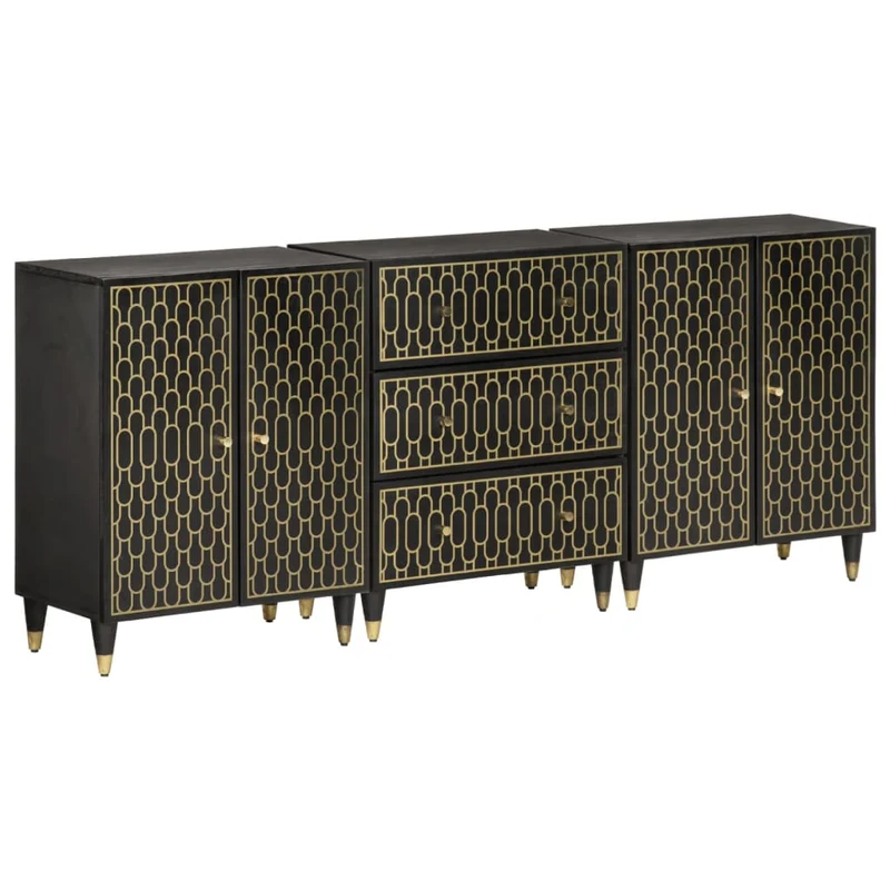 Bijzetkasten set 3 st massief mangohout 60x33x75 cm