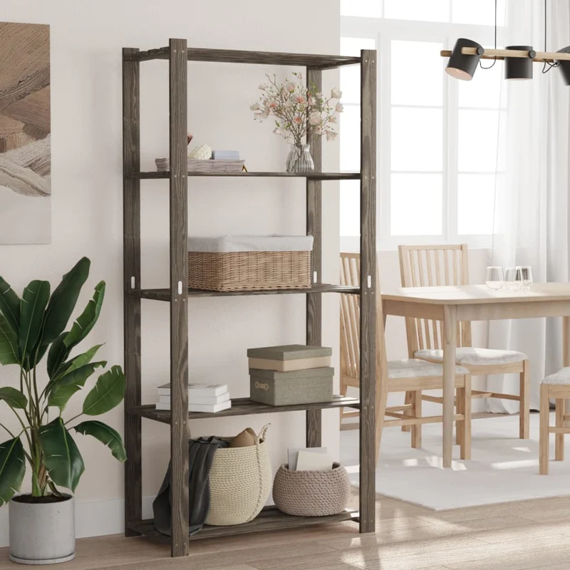 5-kerroksinen varastohylly harmaa 80x38x170 cm täysi mänty