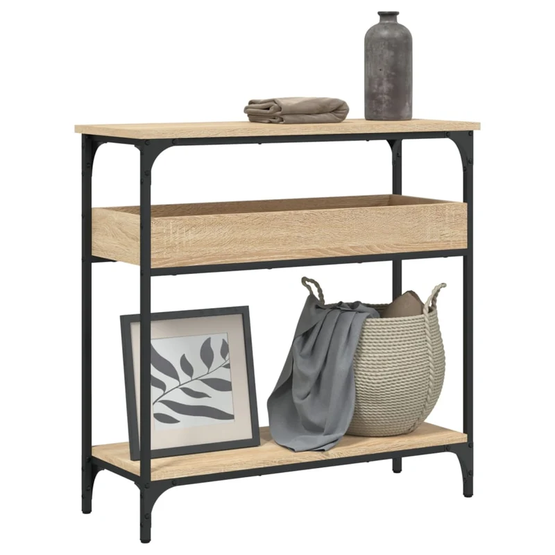 Konsolipöytä hyllyllä Sonoma-tammi 75x29x75 cm tekninen puu