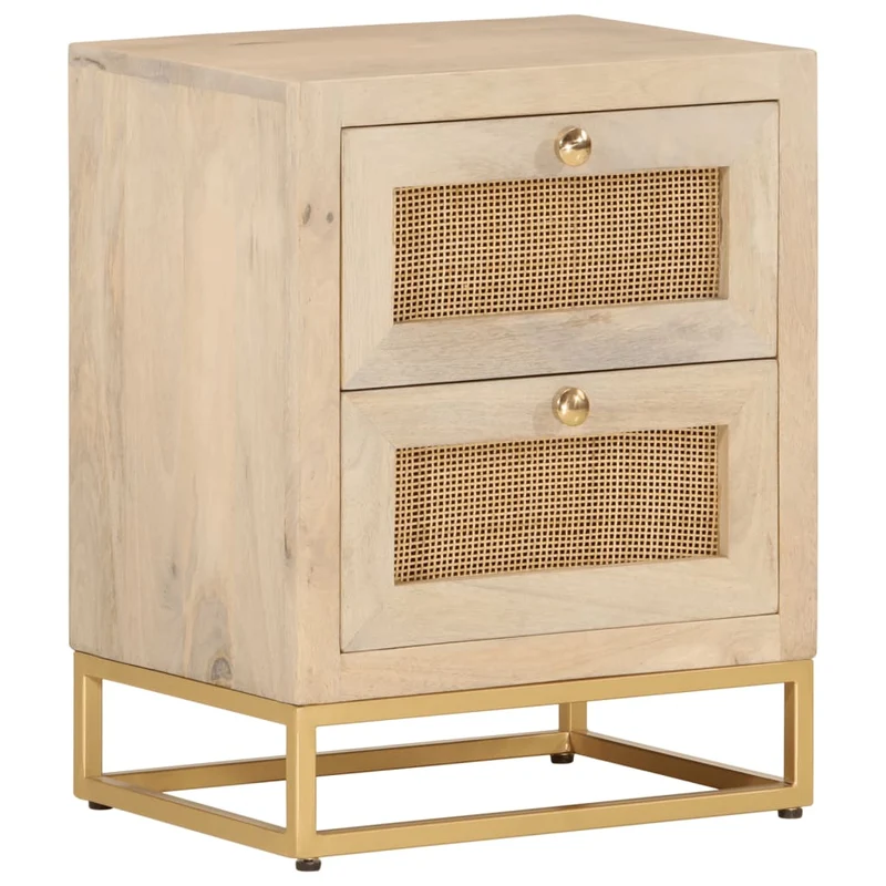 Nachtkastje 40x30x50 cm mangohout ijzer