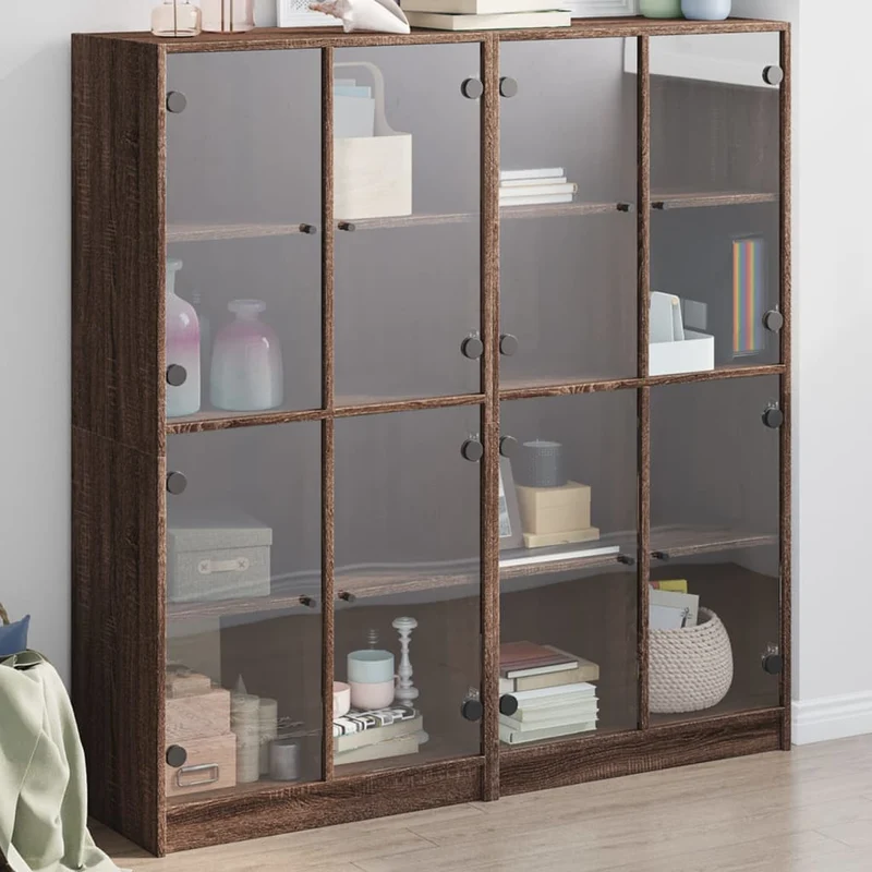 Kirjahylly ovilla ruskea tammi 136x37x142 cm tekninen puu