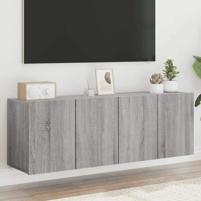 TV-kaapit seinäkiinnitettävä 2 kpl harmaa Sonoma 60x30x41 cm