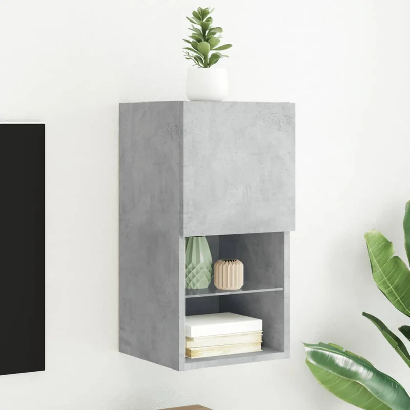 TV-kaappi LED-valoilla betoninharmaa 30,5x30x60 cm