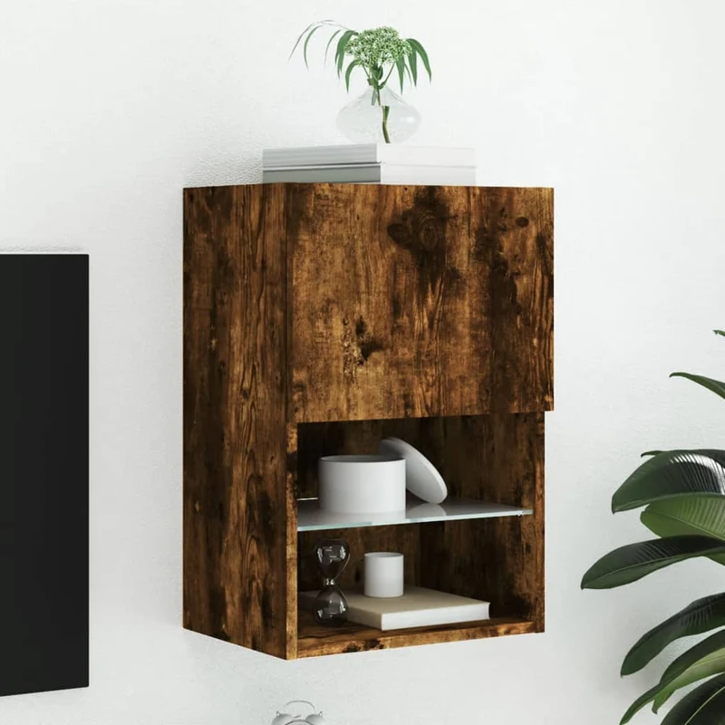 TV-taso LED-valoilla savutammi 40,5x30x60 cm