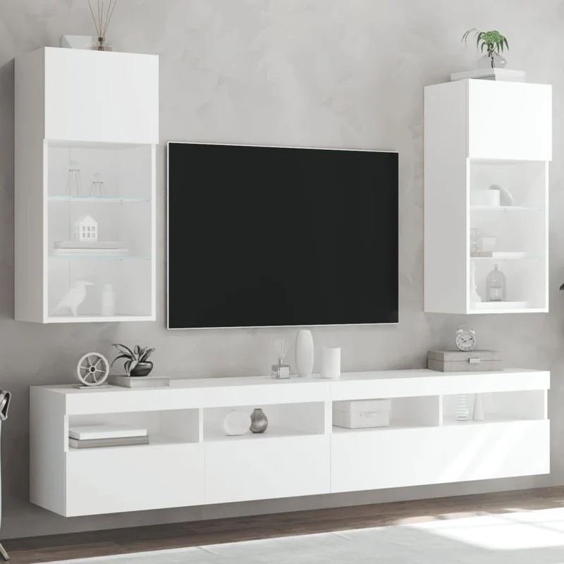 Tv-meubel 40,5x30x90 cm wit met LED