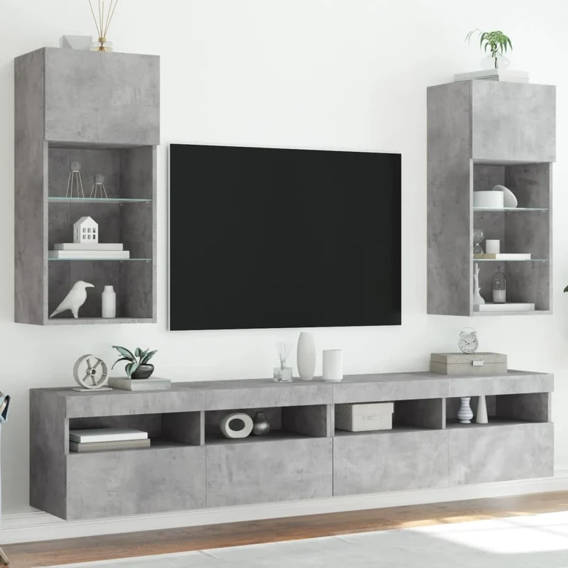 Tv-meubel 40,5x30x90 cm betongrijs LED