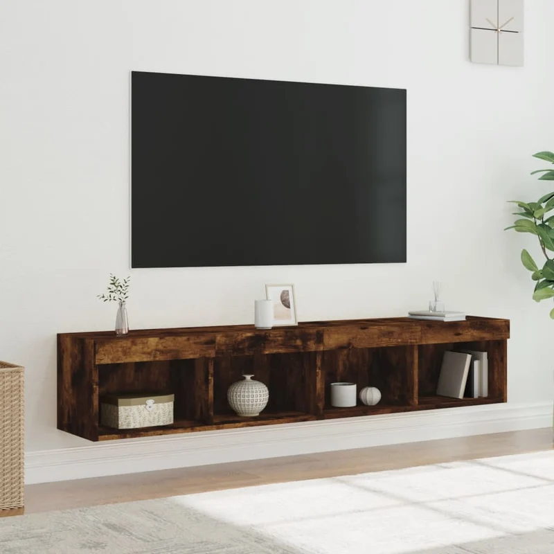 TV-tasot LED-valoilla 2 kpl savutammi 80x30x30 cm