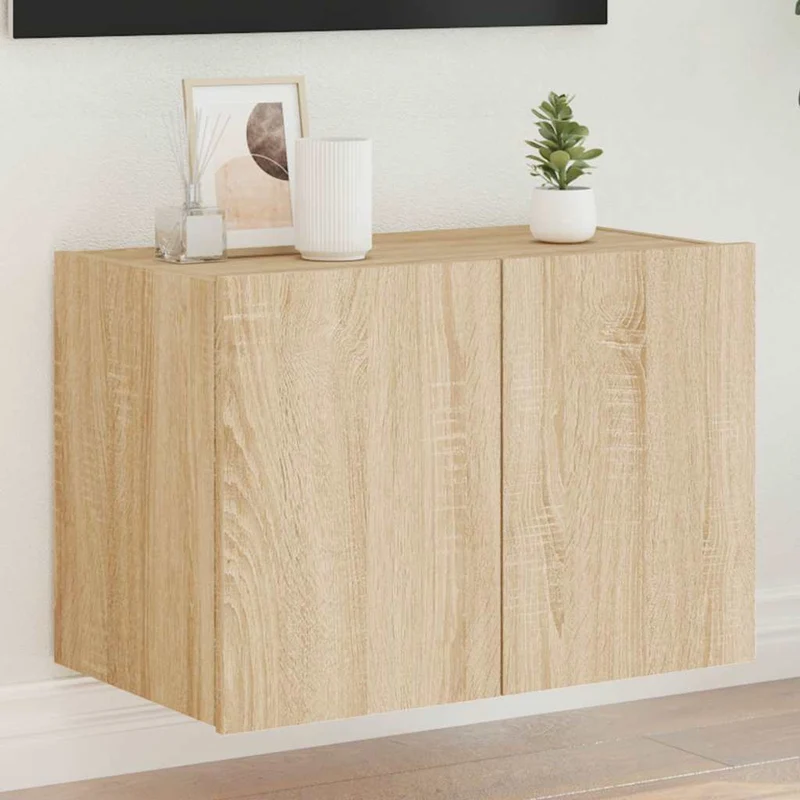 TV-seinäkaappi LED-valoilla Sonoma-tammi 60x35x41 cm