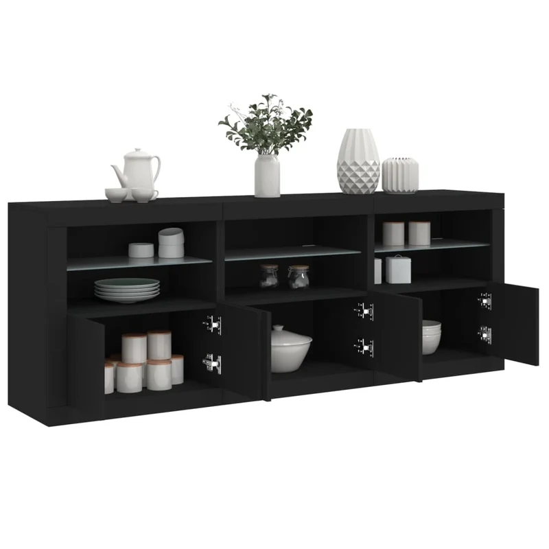 Senkki LED-valoilla musta 181,5x37x67 cm