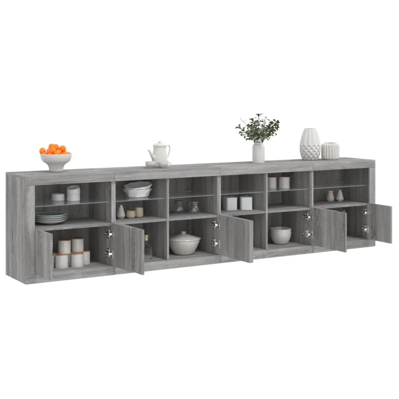 Senkki LED-valoilla harmaa Sonoma 283x37x67 cm