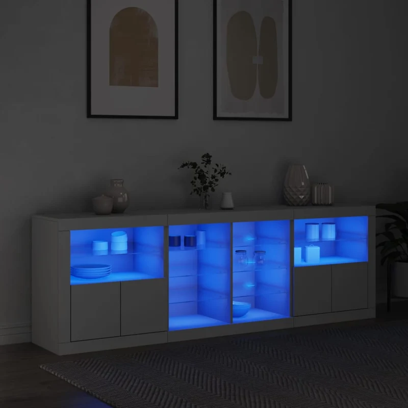Senkki LED-valoilla valkoinen 202x37x67 cm