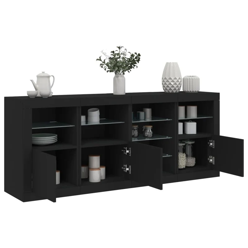 Senkki LED-valoilla musta 164x37x67 cm