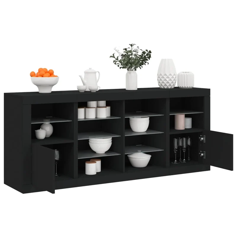 Senkki LED-valoilla musta 163x37x67 cm