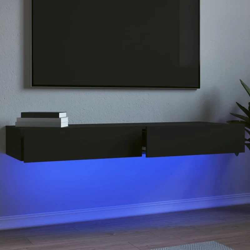 TV-tasot LED-valoilla 2 kpl musta 60x35x15,5 cm