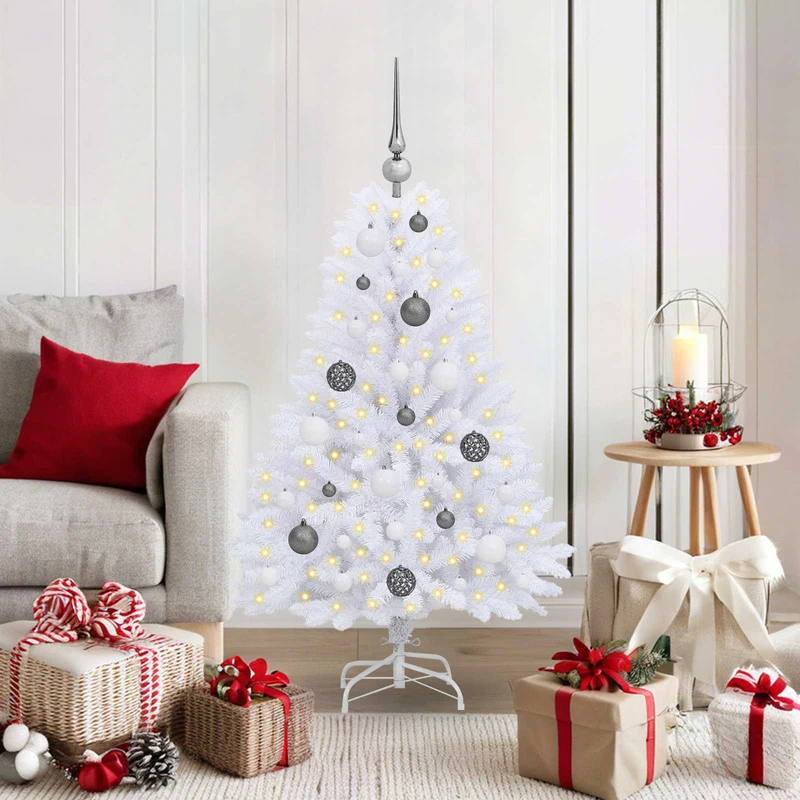 Kunstkerstboom 120 cm wit PVC metaal LED