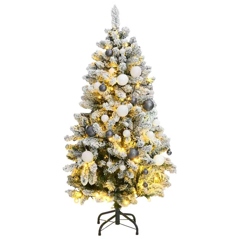 Kunstkerstboom 150 cm gescharnierd met LED en kerstballen