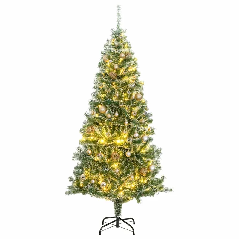 Kunstkerstboom 180 cm met 300 LED's en roségouden ballen