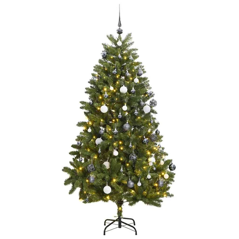 Kunstkerstboom 270 cm scharnierend met 300 LED's en ballen