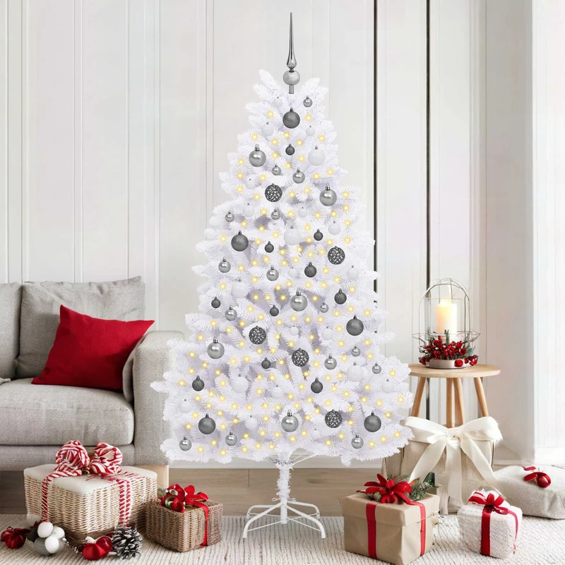 Kunstkerstboom 180 cm wit 90x90 cm PVC metaal