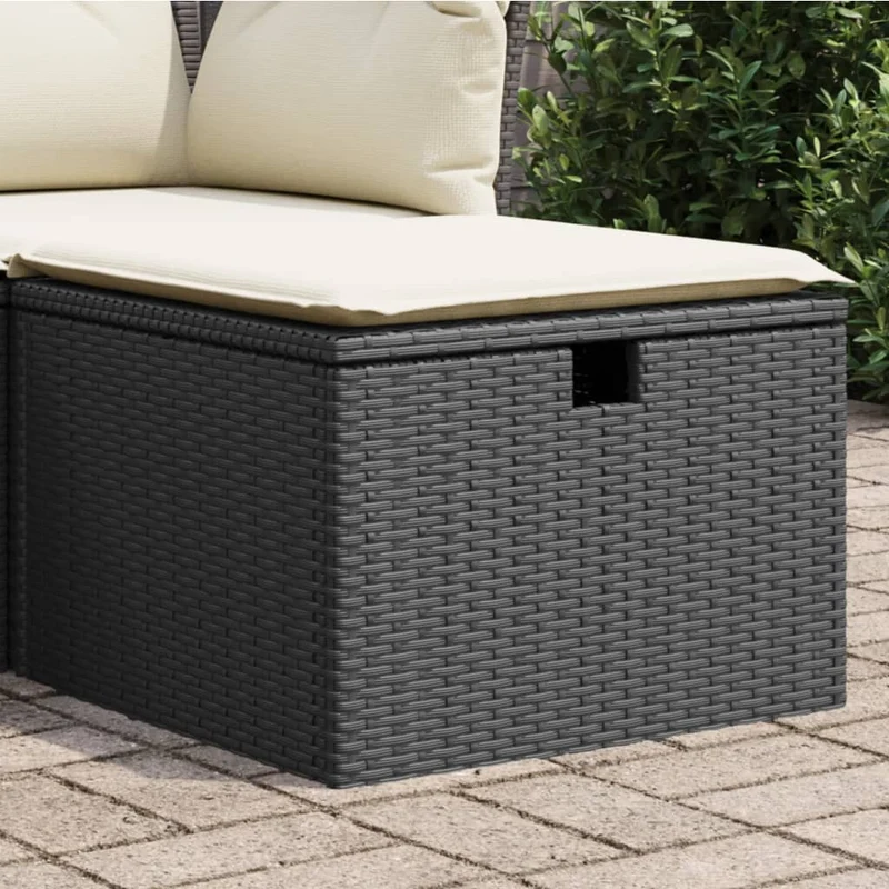 Tuinkruk met opbergruimte 55x55x37 cm poly rattan zwart