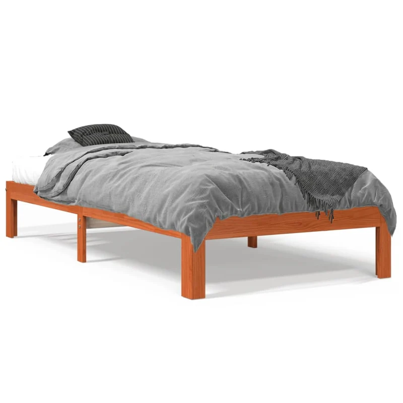 Bedframe massief grenenhout wasbruin 75x190 cm