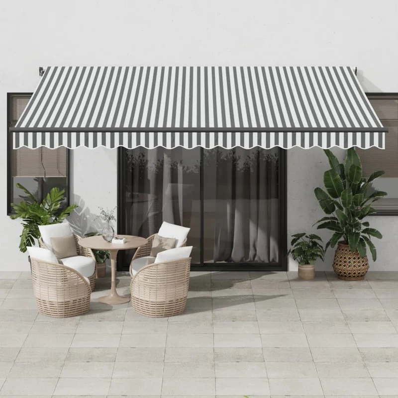 Luifel 450x350 cm antraciet wit handmatig uittrekbaar