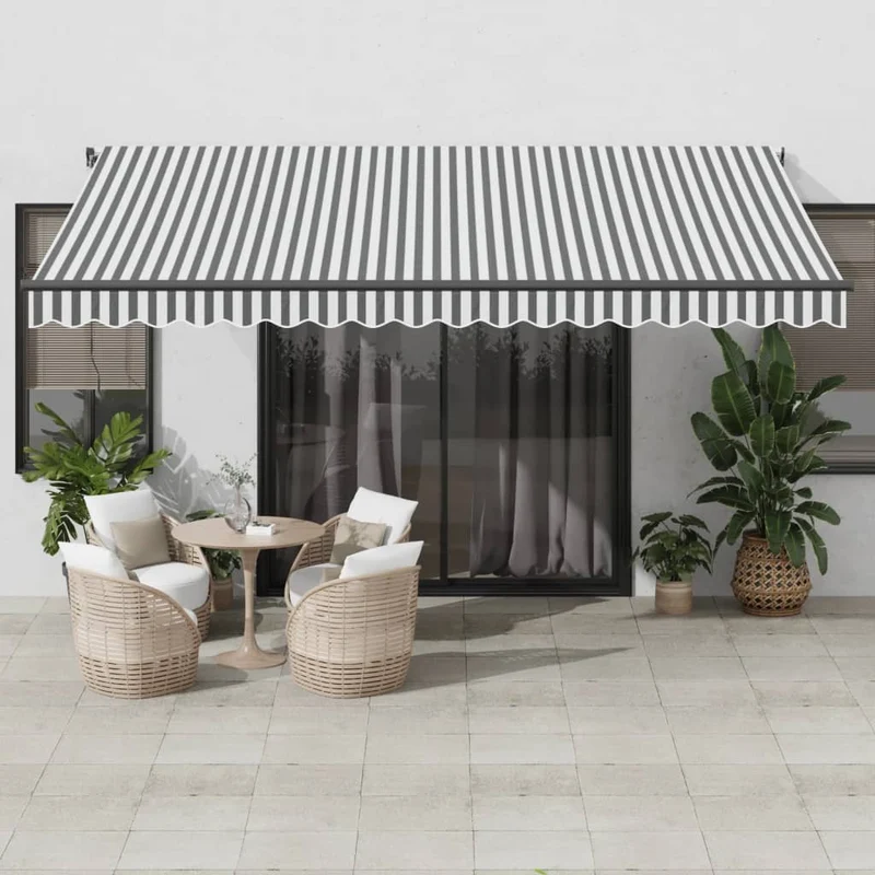 Luifel 450x350 cm antraciet wit met LED