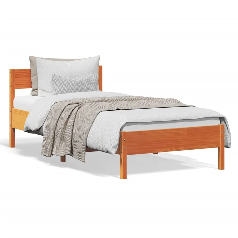 Bedframe massief grenenhout wasbruin 90x190 cm