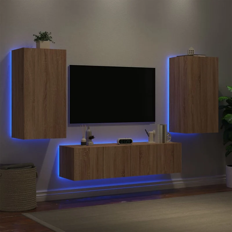 4-osainen LED TV-kaappisarja Sonoma-tammi tekninen puu