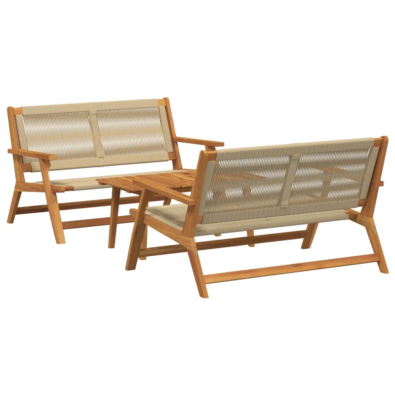 Puutarhatuolit pöydällä 3 kpl Beige Tiheä akasiapuu