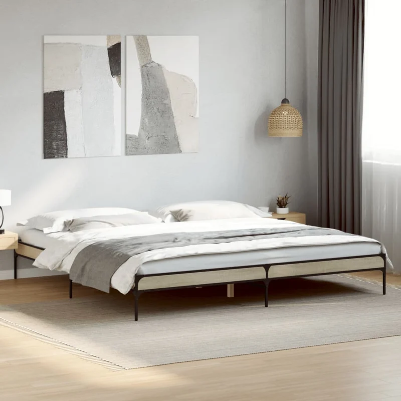 Sängynrunko Sonoma tammi 180x200 cm tekninen puu ja metalli