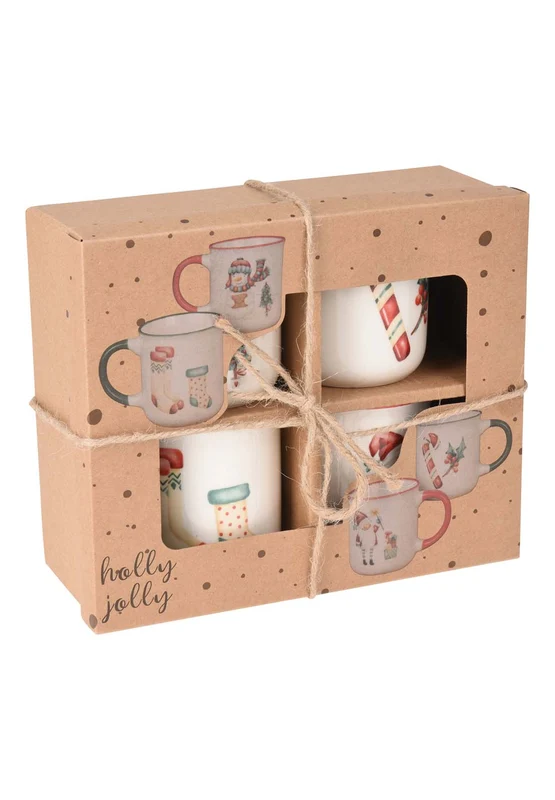 Holly Jolly Christmas Mug Set of 4 - / -